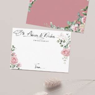 Pink Roses Script Advice And Wishes Graduation Enclosure Card