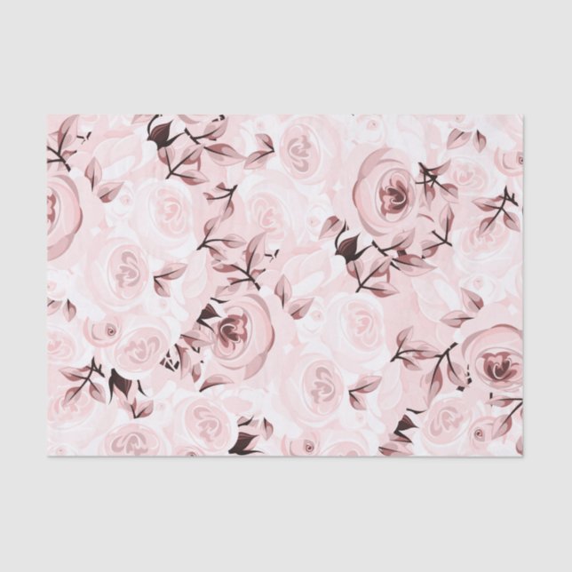 Pink Roses Shabby Chic Glam Elegant Floral Party Tissue Paper (Front)