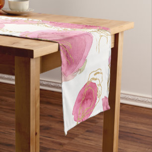 Pink roses short table runner