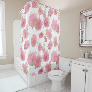 Pink roses shower curtain