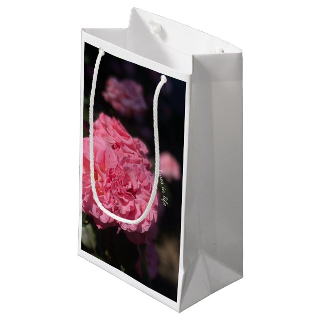  Pink Roses Small Gift Bag (Front Angled)