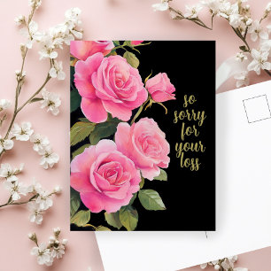 Pink Roses SORRY FOR LOSS CUSTOM Condolences Postcard