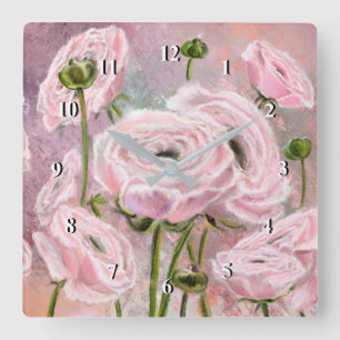 Pink Roses - Special For You - Original Painting Square Wall Clock