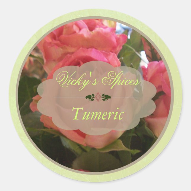 Pink Roses Spice Jar Labels B (Front)