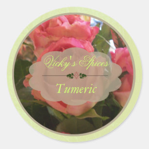 Pink Roses Spice Jar Labels B