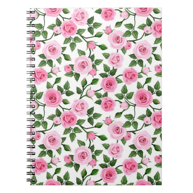 Pink Roses Spiral Notebook (Front)