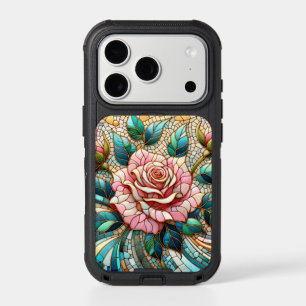 Pink Roses Stained Glass Mosaic
