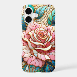 Pink Roses Stained Glass Mosaic