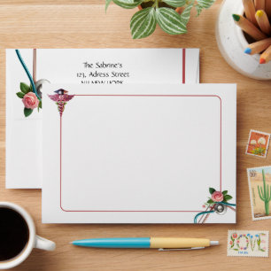 Pink Roses Stethoscope Nurse Graduation envelope