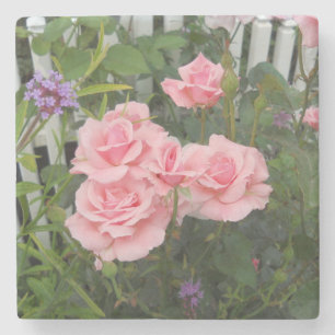 Pink Roses Stone Coaster