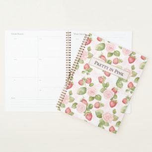 Pink Roses Strawberries Personalised Planner