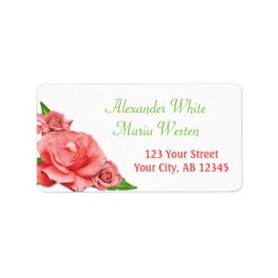 Pink Roses Summer Watercolor Address Labels