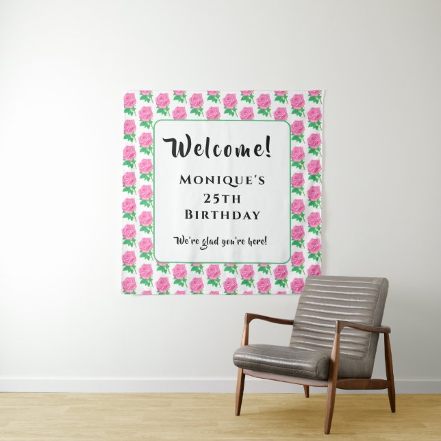 Pink Roses Tapestry (In Situ)