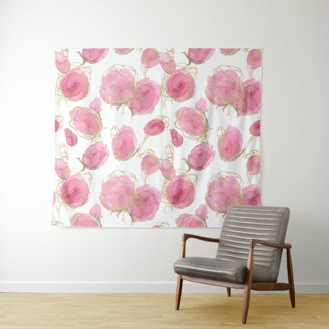 Pink roses tapestry (In Situ (Horizontal))