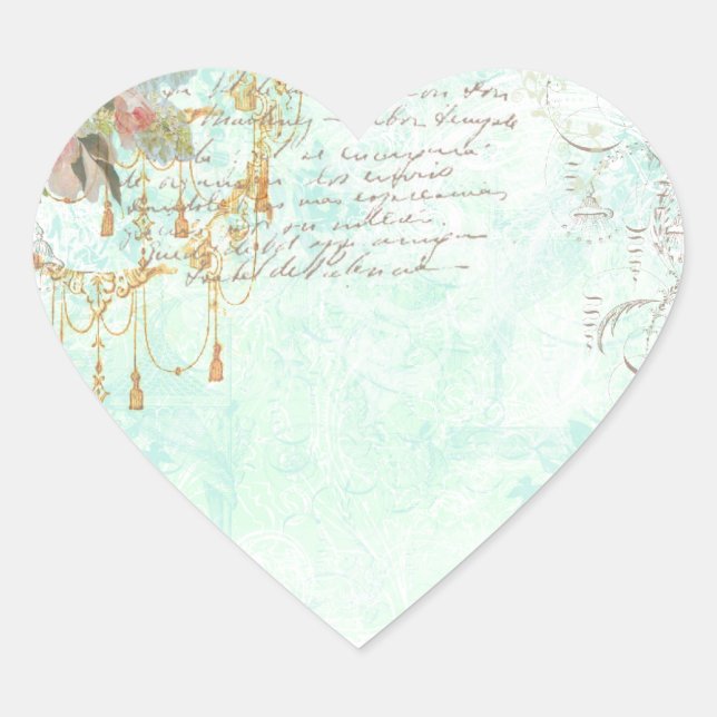 Pink Roses & Tassels Heart Sticker (Front)