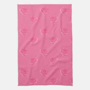Pink roses tea towel