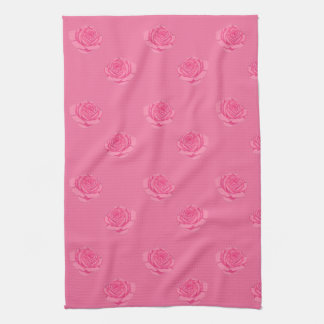 Pink roses tea towel