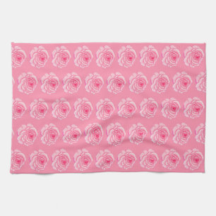 Pink roses tea towel