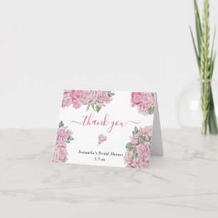 Pink roses - thank you bridal shower card