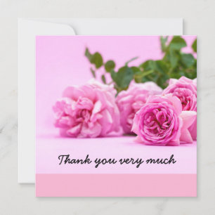 Pink roses  thank you card