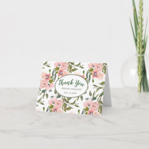 Pink Roses Themed Wedding Thank You Notes