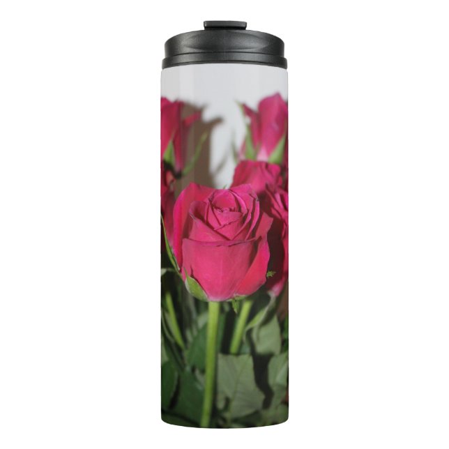 Pink roses thermal tumbler (Front)