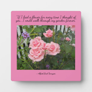 Pink Roses Thoughts of You Tabletop Plaque