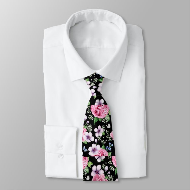 Pink Roses Tie (Tied)