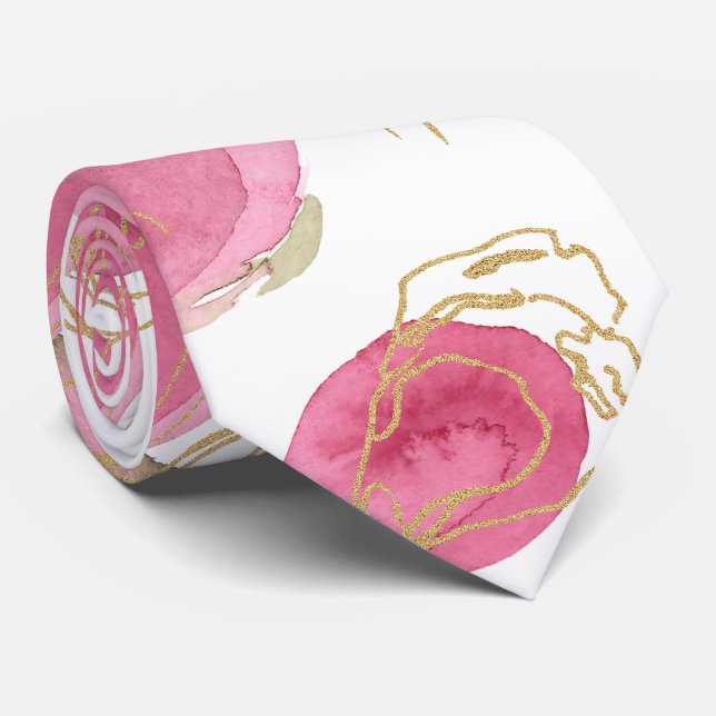 Pink roses tie (Rolled)