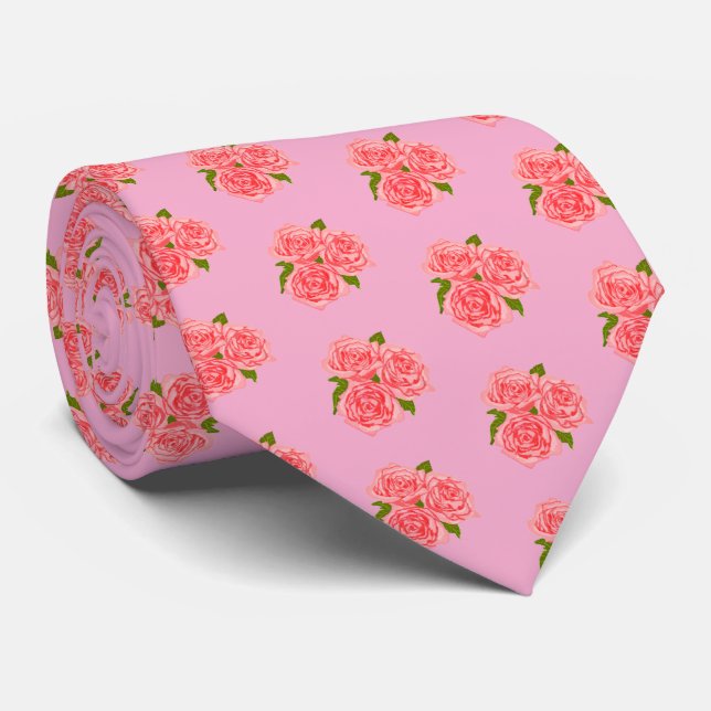 Pink roses tie (Rolled)