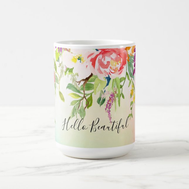 Pink Roses Tie Dye Floral Coffee Mug (Center)