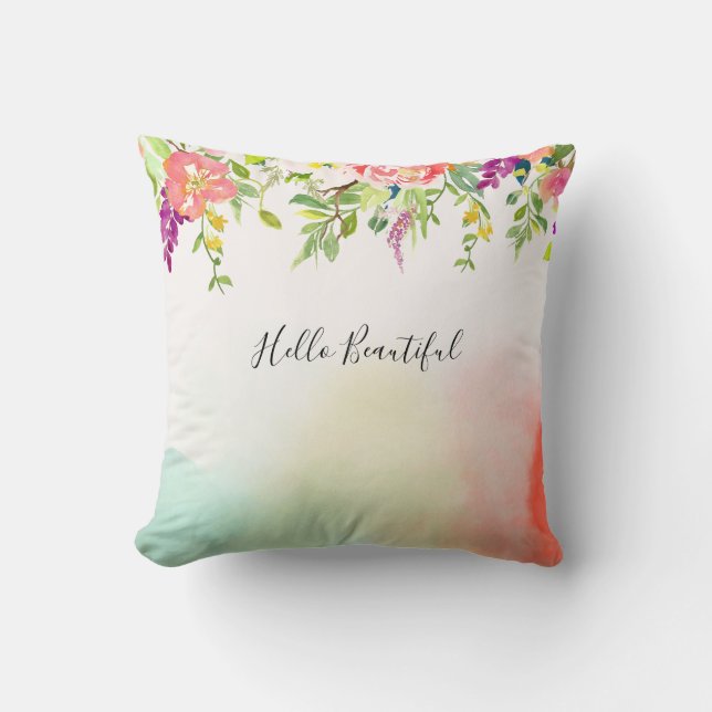 Pink Roses Tie Dye Floral Cushion (Front)