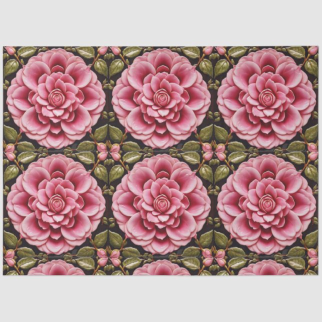 Pink Roses Trendy Beautiful Collection Tissue Paper (Front)