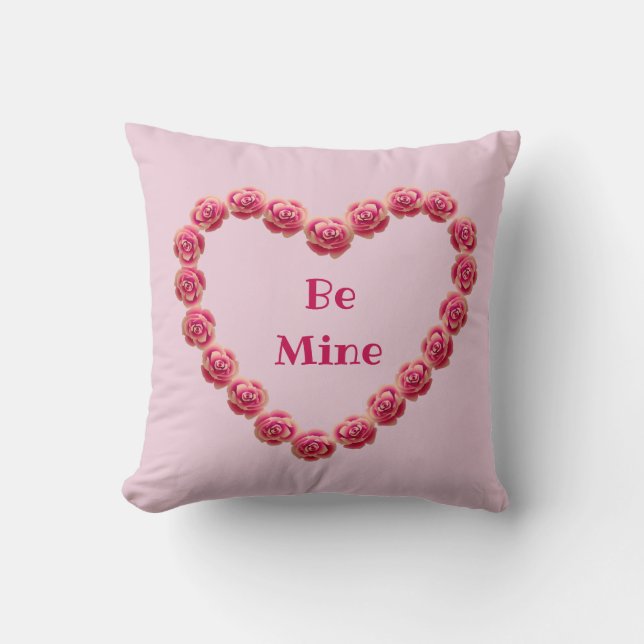 Pink Roses Valentine's Day Decor Pillow (Front)