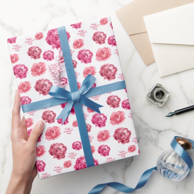 Pink roses Valentine's Day  Wrapping Paper (Gifting)
