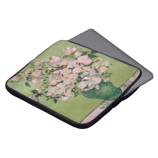 Pink Roses Van Gogh Fine Art Laptop Sleeve (Front Top)