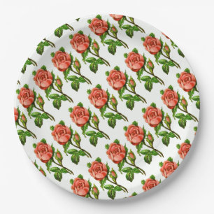 Pink Roses Victorian Theme Tea Party Paper Plates