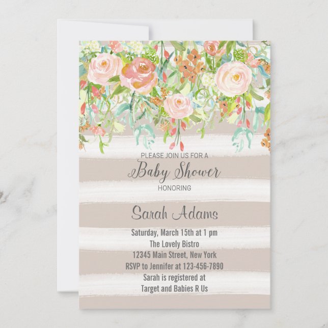 Pink Roses Vintage Baby Shower Invitation (Front)