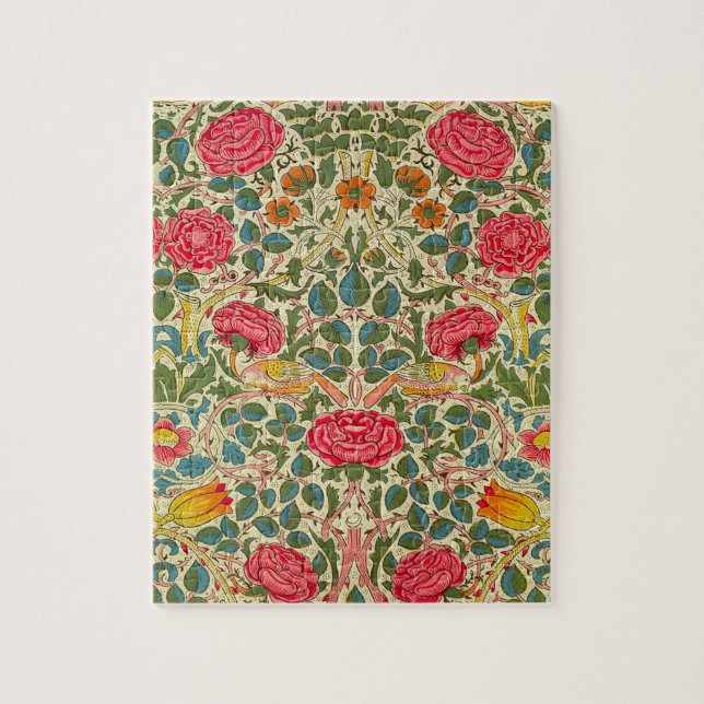 Pink Roses Vintage Chintz Pattern Jigsaw Puzzle (Vertical)
