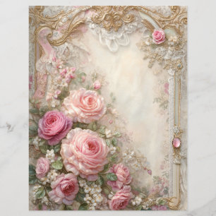 Pink Roses Vintage Junk Journal Scrapbook Paper