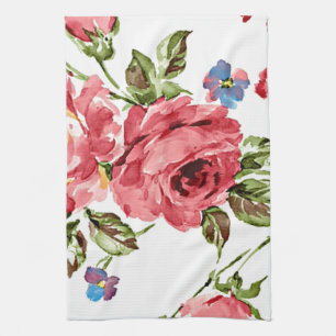Pink Roses Vintage Kitchen Towel