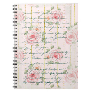Pink Roses Vintage Writing Notebook