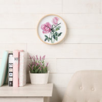Pink Roses Wall Clock
