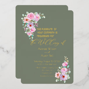 Pink Roses Warm Eucalyptus Green