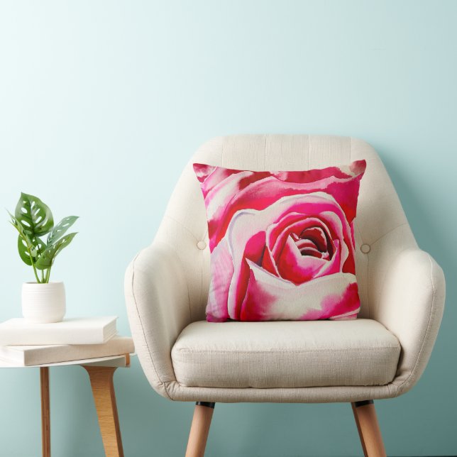 Pink roses watercolor art cushion (Chair)