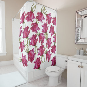 Pink Roses Watercolor Art Hand-painted Shower Curtain