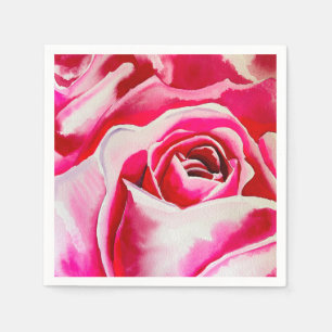 Pink roses watercolor art napkin