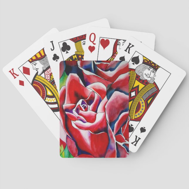 Pink Roses watercolor art painting Playing Cards (Back)