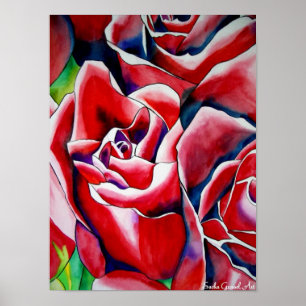 Pink Roses watercolor art painting Poster