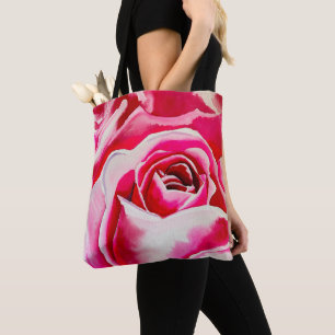 Pink roses watercolor art tote bag